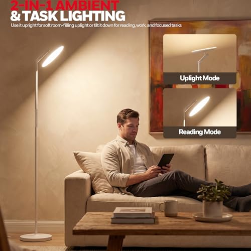 Image of Honeywell LED Floor Lamp 3000LM Full-Spectrum Torchiere Reading RGB Remote