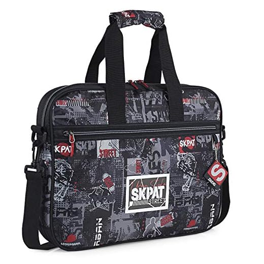 SKPAT - Bolso maletín portadocumentos para portátil 15.6 Pulgadas Chico diseño Urbano Skater Graffiti práctica Ligera 131606, Color Negro