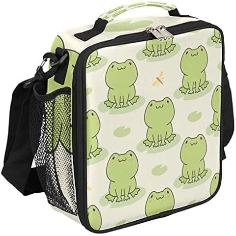 Cute Frog Kids Lunch Box Animal Frog Insulated Lunch Bag Tote for Girls Boys Cooler Freezable Meal Prep Bag with Shoulder Strap Waterproof Lunch Container for School Office Picnic Cover