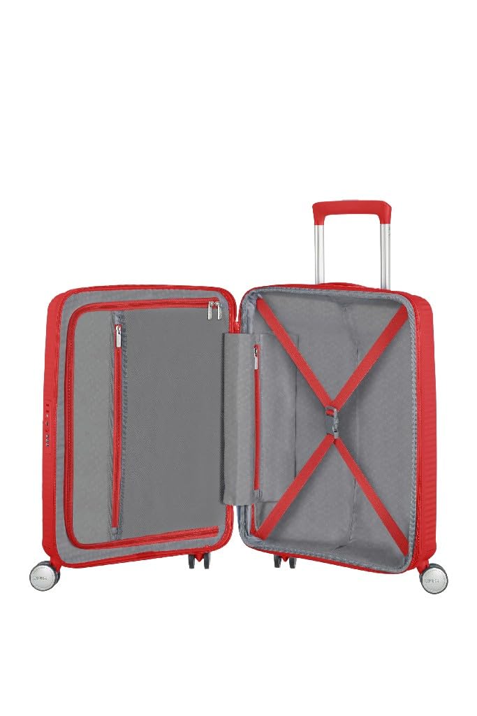 American Tourister Soundbox - Bagaglio a mano espandibile Spinner S, 55 cm, 41 L, Rosso (Coral Red)