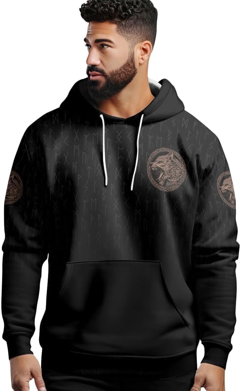 Viking 3D All Over Printed Unisex Hoodies Oversized Pullover Shirts with Pocket and Drawstring