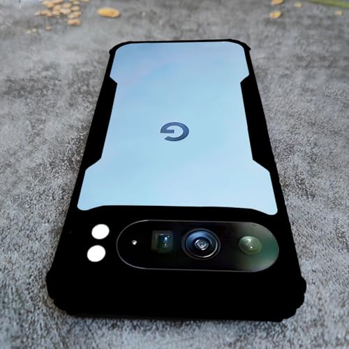 Image of AIBEX Crystal Clear Back Cover Case for Google Pixel 9 Pro XL 5G | 360 Degree Protection | Shock Proof Design | Transparent Back Cover Case (PC & TPU, Black Bumper)