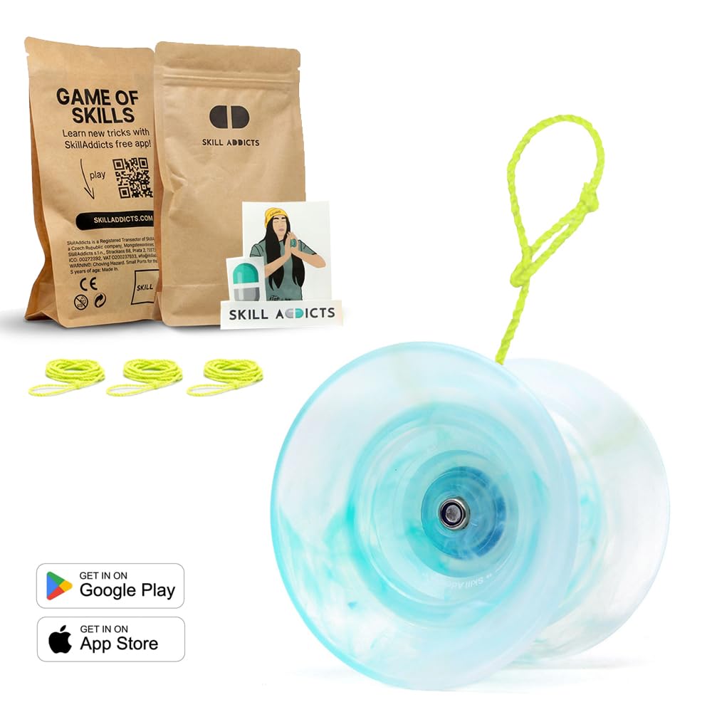 Offstring Yoyo - Profi Trick-JoJo für Kinder & Erwachsene | Modernes Offstring-Jojo mit Ersatzschnüren, Premium-Kugellager und SkillAddicts Yoyo-App. Extra breit und robust