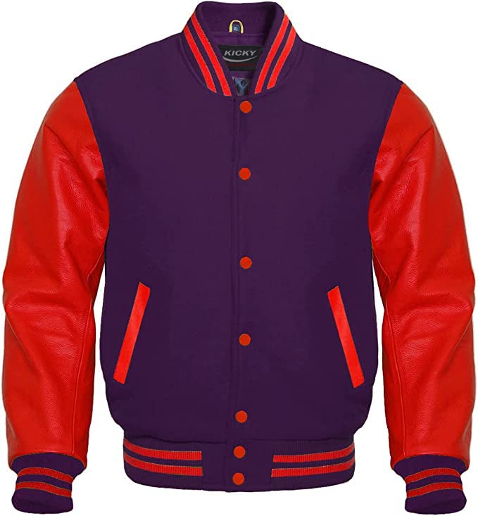 Kicky Varsity Jacket Original Leather Sleeves Melton Wool Letterman Boys College Varsity Jackets XS-5XL