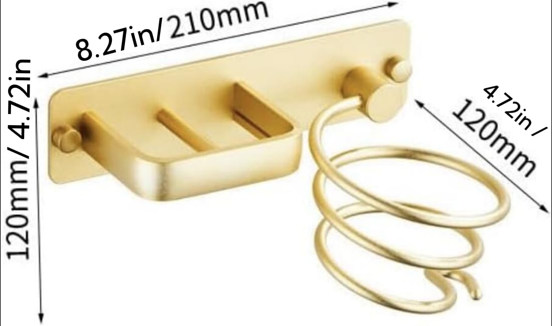 Supporto Parete Per Asciugacapelli In Alluminio - Con Viti, Porta Accessori, Per Bagno, Camera, Barbiere - Foto 10