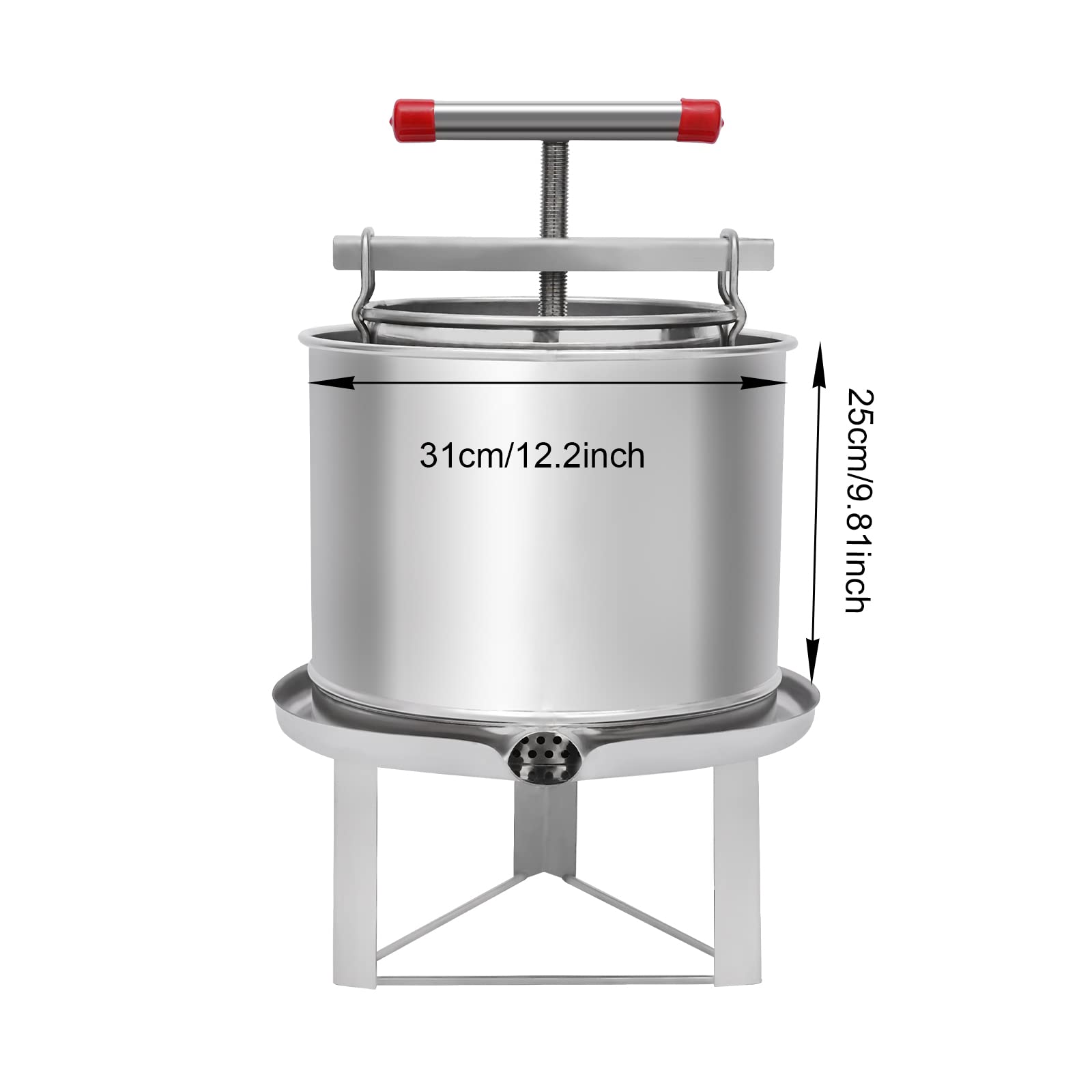 Pressa per vino alla frutta, 12,6 L/3,33 Gal Pressa per sidro, Smerigliatrice per sidro di frutta in acciaio inossidabile con doppi barili in acciaio inossidabile, Produttore di succo manuale,