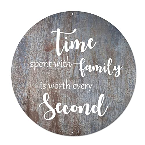 Bomehhjuli Welcome Sign for Front Porch Time With Family is Worth Every Second Round Tin Sign �|�W�e�B�u�N�H�[�g �A���~�j�E���T�C�� 12�C���` �A���e�B�[�N���^