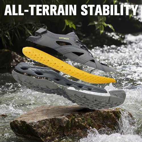 HUMTTO Men's Amphibious Closed Toe Hiking Sandals Quick-Dry Water Shoes Non-Slip Athletic Adjustable Outdoor Fisherman Beach Summer Walking Travel Shoe2