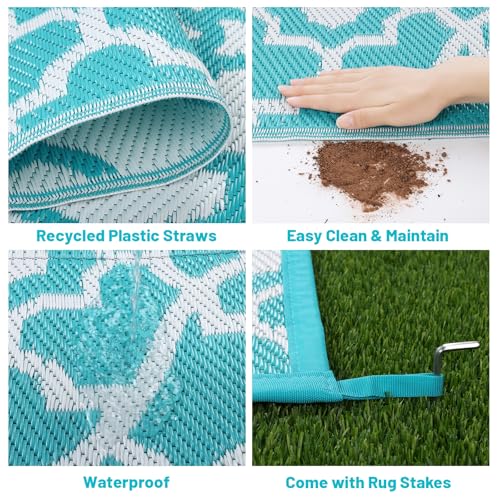 Tapete exterior reversible impermeable 9x12 pies miniatura 3