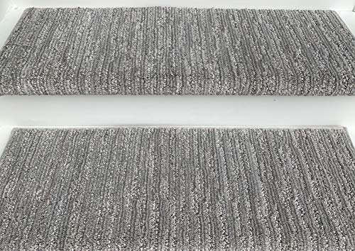 Oak Valley Designs™ Rounded Bullnose Carpet Stair Treads - Anti Slip Indoor Stair Mats for Wooden Stairs, Style: Brindle, Angelica, 27” W X 9.75" D (Set of 14)