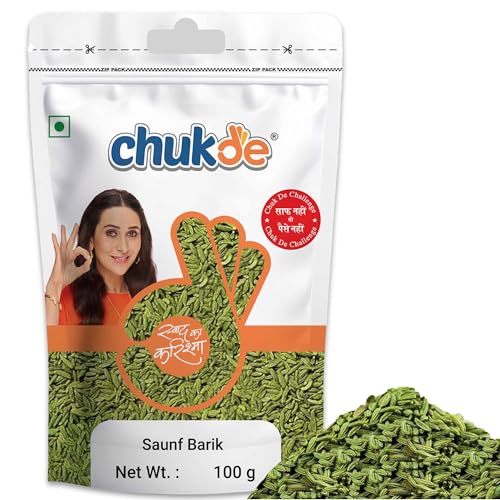 Image of Chukde - Barik Saunf | Fresh & Aromatic | Natural Digestive & Mouth Freshener | Naturally Sweet Lakhnavi Saunf | Other Names - Variyali - Mouri- Sombu - 100 Gram (Pack of 2)