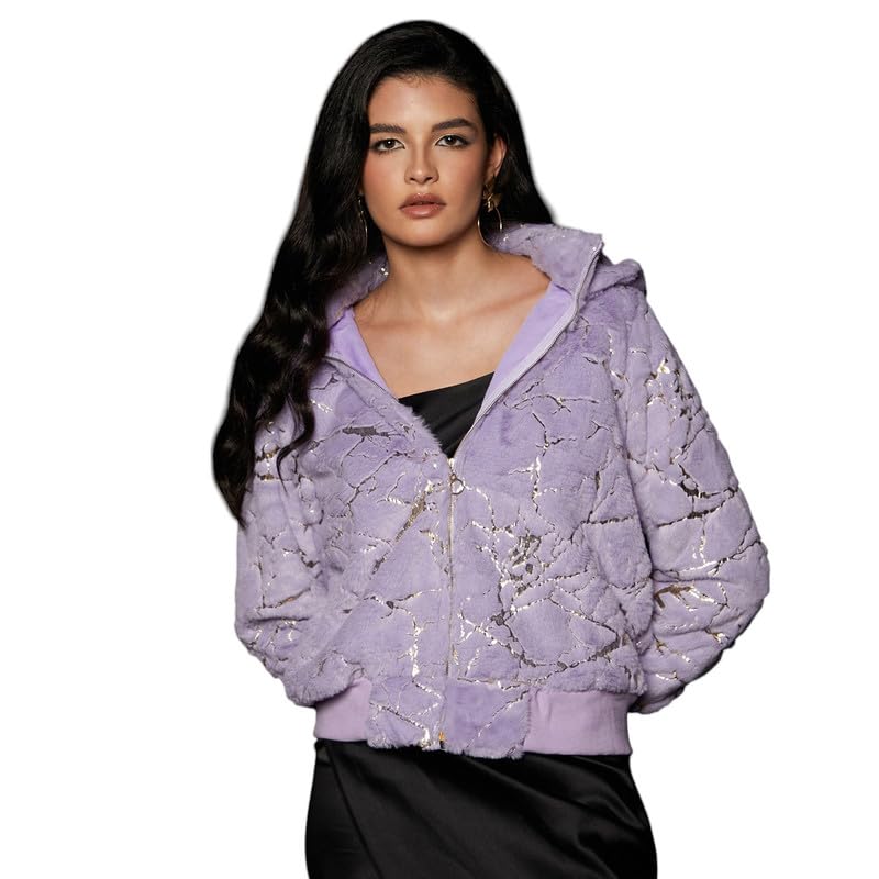 Image of PINACOLADA Women's Fleece-Lined Biker Jacket for Casual Wear | Spread Collar | Long Sleeve | Zipper Closure | Jacket Crafted with Comfort Fit for Everyday Wear