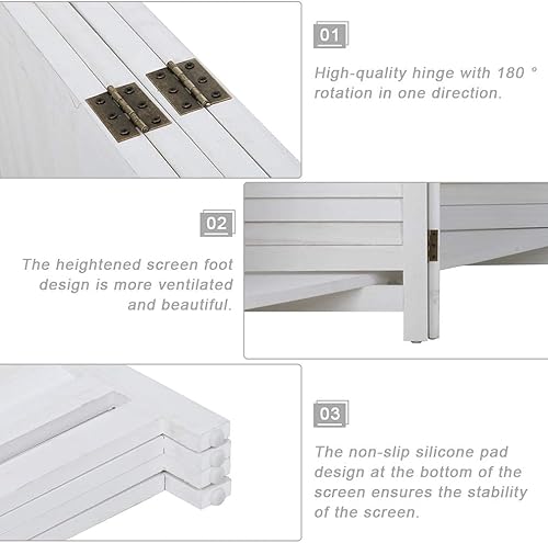 Miniatura 10 de Divisores de habitación de 69 pulgadas de alto y pantallas de privacidad plegables, separadores de habitación de madera de 4 paneles, separadores de