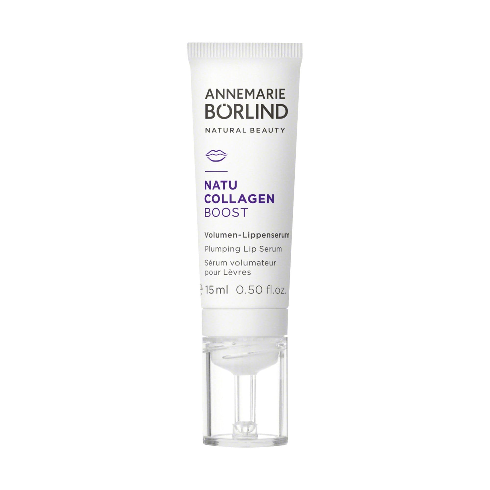 ANNEMARIE BÖRLIND NATUCOLLAGEN BOOST Volumen-Lippenserum (15ml) - Veganes Kollagen Kombiniert Mit Einem Booster Aus Weißer Lupine - Strafft, Spendet Feuchtigkeit und Repariert Spröde Lippen, Vegan
