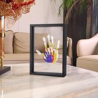 CHERRY CHEERS Family Handprint Kit, DIY Craft Keepsake Wooden Frame, Endless Gift Set, Non-Toxic Paints, Transparent Sheets (Black)