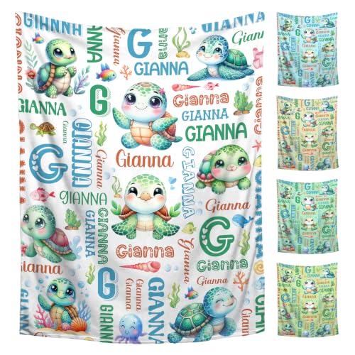Image of Custom Turtle Blanket for Boys Girls,Ultra Soft Personalized Gifts Baby Blanket,Customized Throw for Toddlers Newborn Stroller Crib,50 inchx60 inch