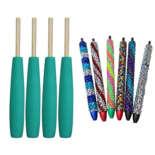 Dielianyi 4PCS Bling tool for Rhinestone Bling Pen Wand with Dowel Pen Holder, epoxy and vinyl Rhinestone Pen Art Craft Tools for InkJoy Pens Gel Pens