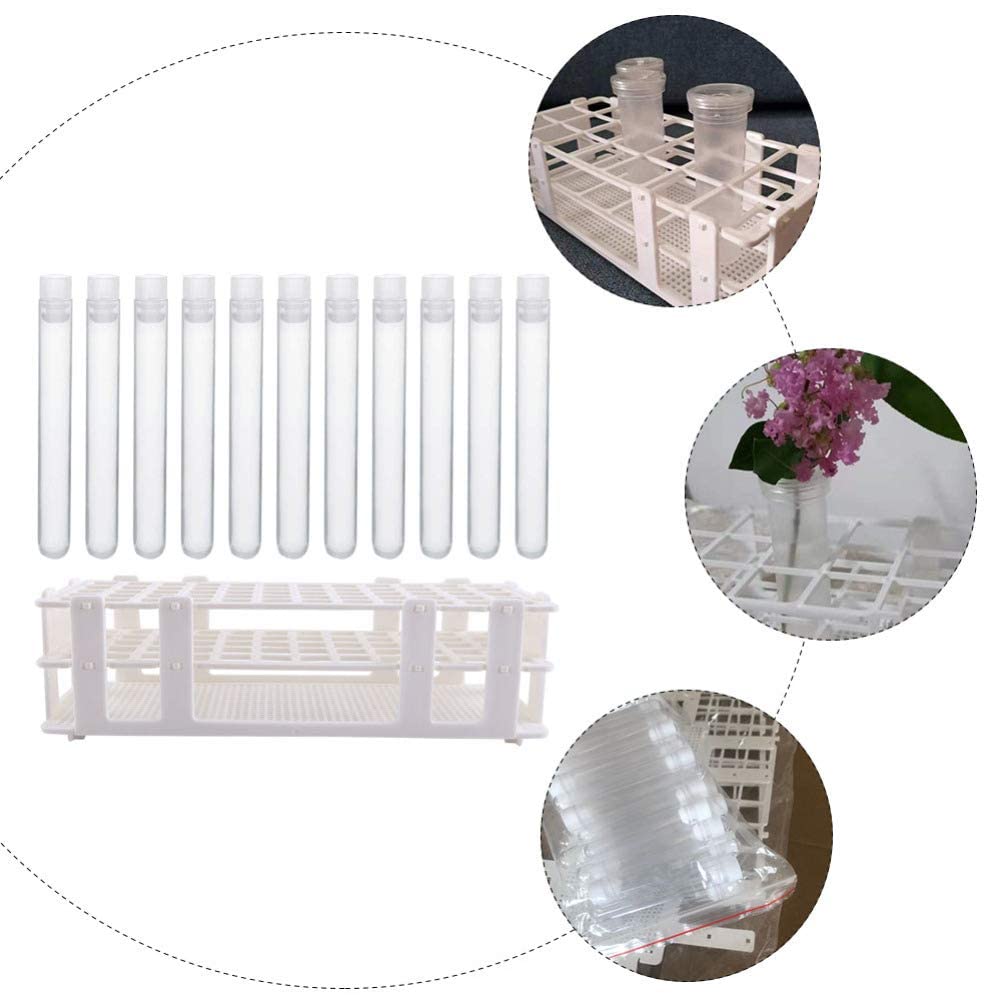 QUNINE 61 Supporti per portaprovette in plastica Trasparente per provette per esperimenti scientifici, Forniture di Laboratorio Scolastico