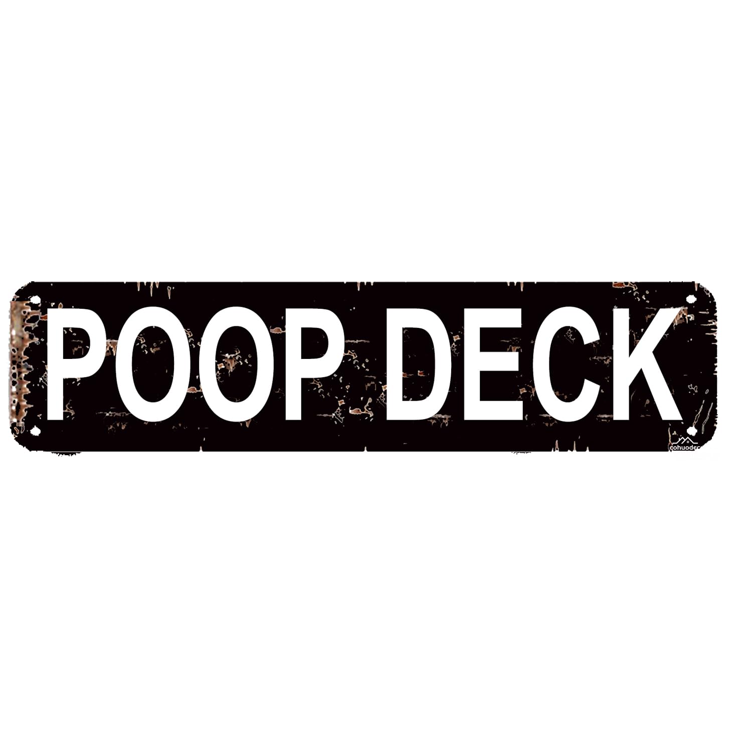 Poop Deck Bathroom Metal Sign - Rustic Wall Decor for Home,Boat,or Cabin - 4x16 Inch Vintage Style Tin Sign