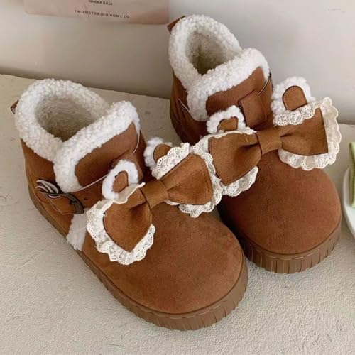 Girl's Faux Fur Snow Boots with Bow Platform Plush Ankle Warm Winter Shoes Fuzzy Y2k Aesthetic Cute Style3
