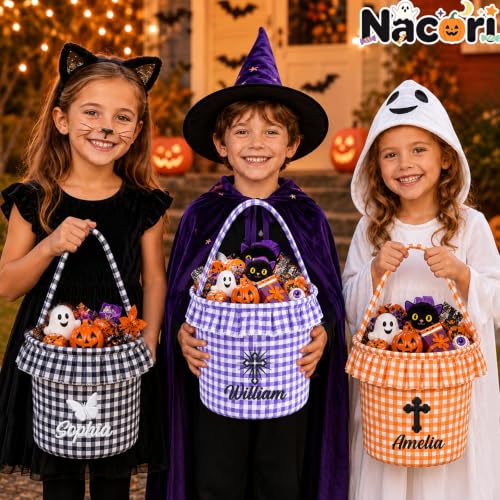 Image of Personalized Halloween Basket Custom Halloween Basket Candy Bucket for Kids
