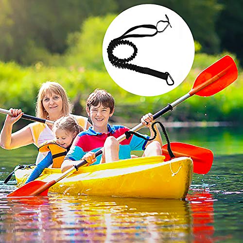 image for PERCARE 2 Pcs Paddle Satefy Leash Kayak and 2 Pcs Paddle Holder Clips,