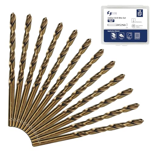 12pcs 1/4 Cobalt Drill Bits M35 HSS Heavy Duty Jobber Drill Bits Set