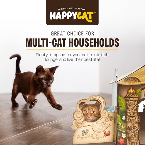 Casa rascador para gatos HappyCat Tiki Hut de cartón tropical miniatura 6