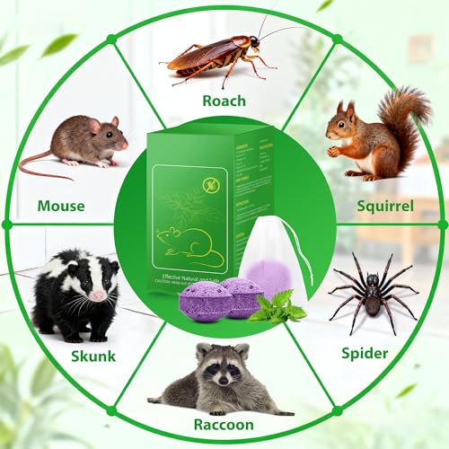 Image of Skunk Repellent for Yard, 36 Pack Powerful Peppermint Keep Rodent, Mice, Skunk, Raccoon Away House Home Attic Kitchen Car Engines, Long-Lasting Protection and Safe Family