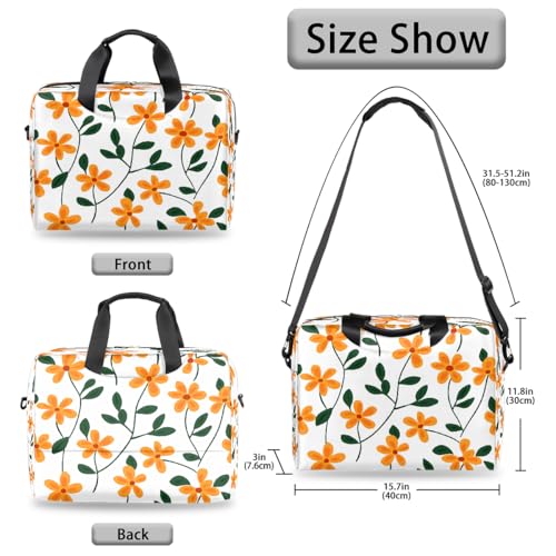 Maletín para portátil con flores naranjas para laptop hasta 16" miniatura 5