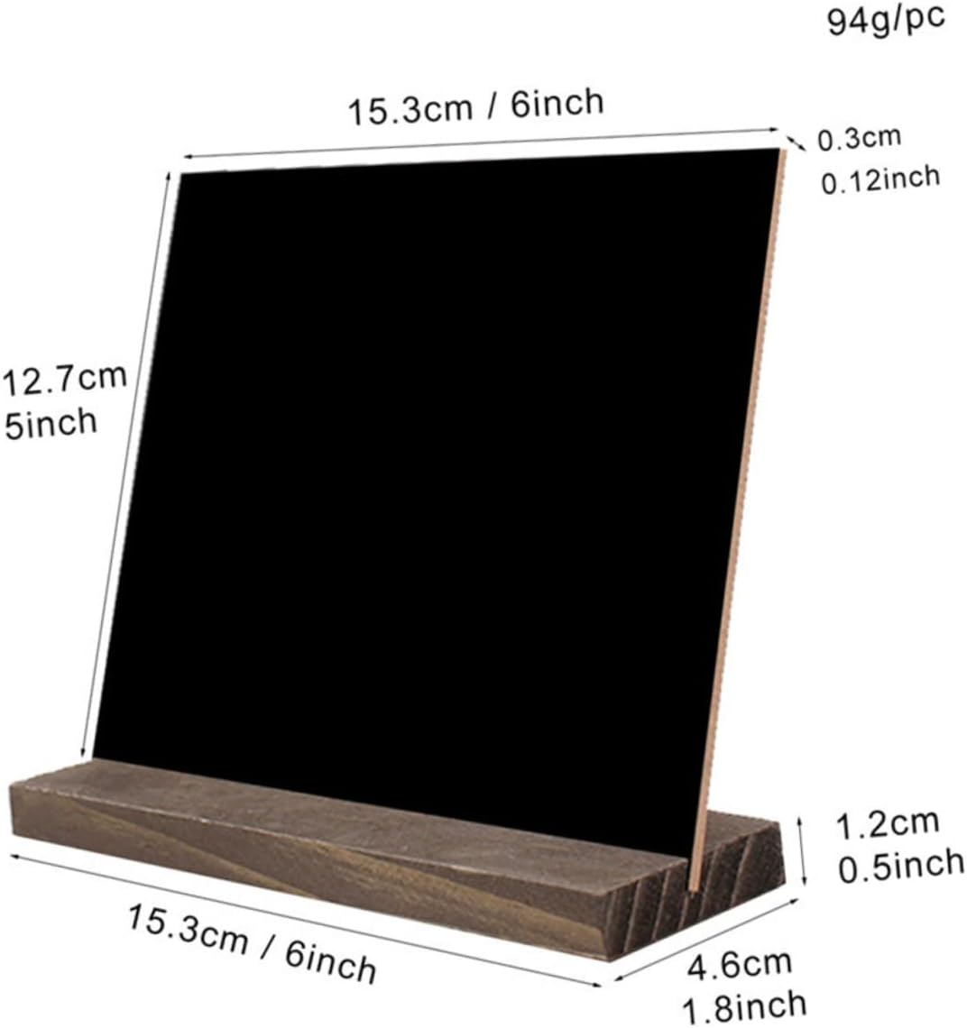 Mini Tabletop Chalkboard Signs with Stand, Rustic Wood Base, Double Sided | Liquid Chalk Marker Writable, Removable Board, Wipeable Surface, Restaurant Drink Specials Display