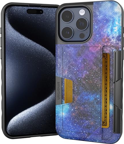 Image of Smartish iPhone 15 Pro Max Wallet Case - Wallet Slayer Vol. 2 [Slim /Protective] Credit Card Holder w /Kickstand - Drop Tested Hidden Card Slot Compatible w /Apple iPhone 15 Pro Max - Spaced Out