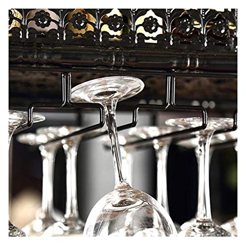 Support à verres à vin suspendu noir, étagère bouteille plafond 150cm