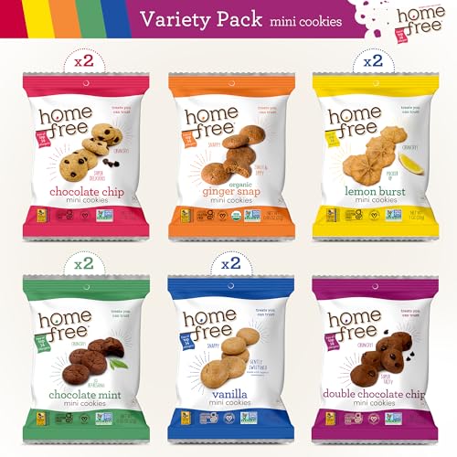Homefree Mini Cookies Variety Pack, Gluten Free, Nut Free, Vegan, Cookie Snack Packs, School Safe and Allergy Friendly Snack (Pack of 10)