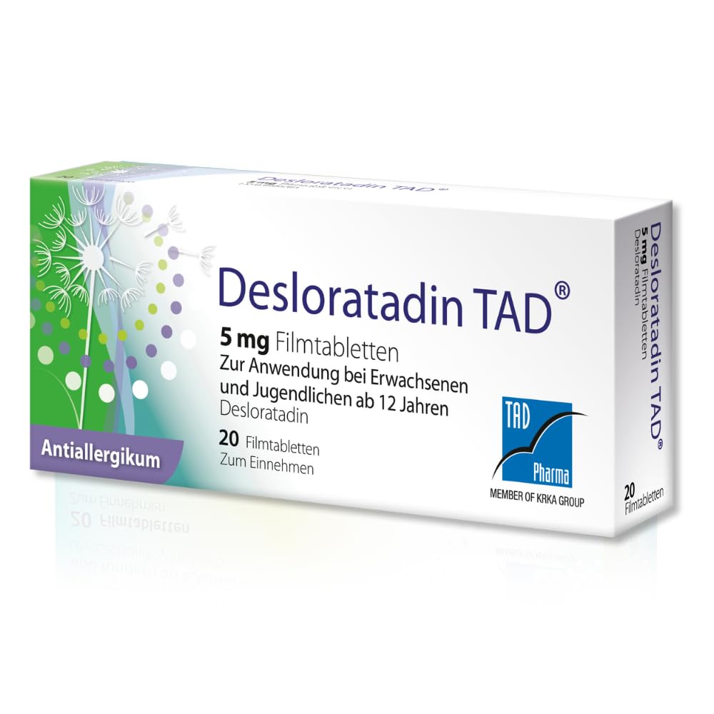 Desloratadin TAD 5 mg Filmtabletten: Antihistaminika Allergie-Tabletten, schnell und langanhaltend, 20 Stk. 20 Stück (1er Pack)
