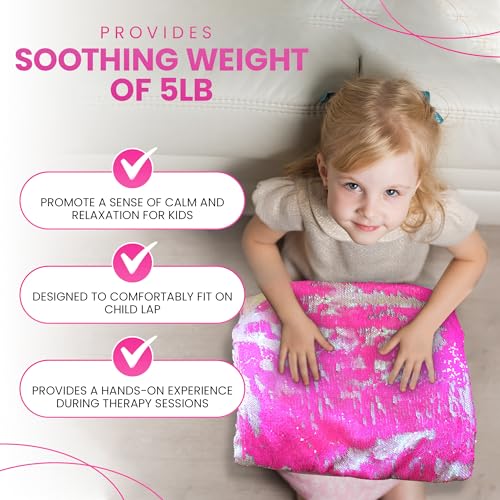 Weighted Lap Pad for Kids - 5lb Sensory Lap Blanket with Sequin Flip Fabric for Tactile Stimulation Engagement - Sensory Companion for Everyday Use - Image 7
