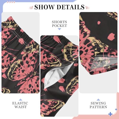 Pajama Pants Pink Butterflies PJ Bottoms Sleepwear Lounge Sleep Pant with Pockets4