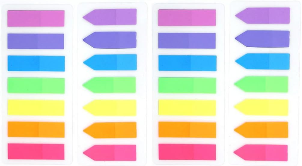 LuckyStar365 4 Sets Neon Page Marker Colored Index Tabs Flags, Rainbow Assorted Bright Colors, Fluorescent Sticky Note for Page Marker, 560 Pieces