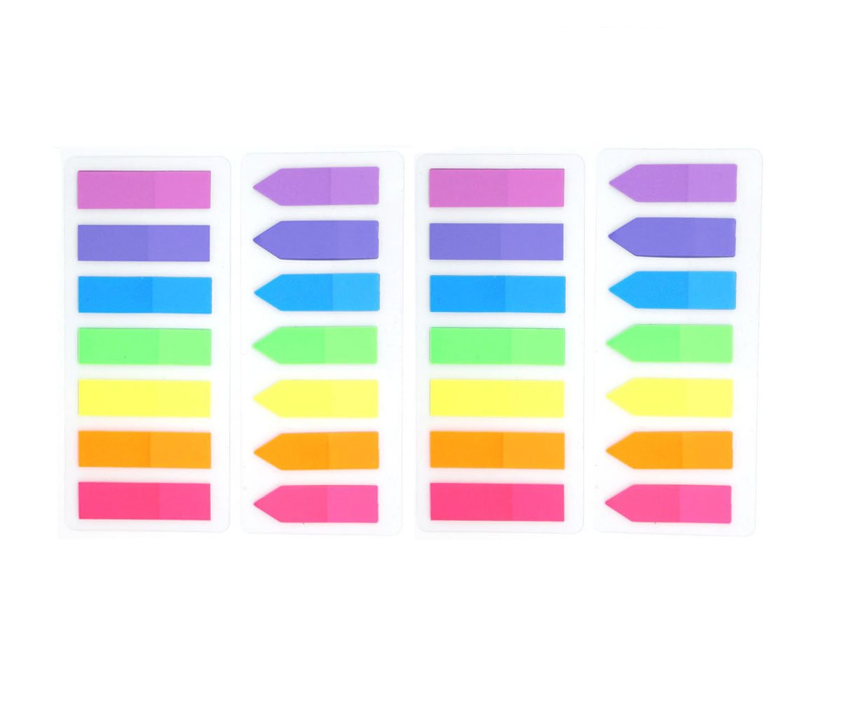 LuckyStar365 4 Sets Neon Page Marker Colored Index Tabs Flags, Rainbow Assorted Bright Colors, Fluorescent Sticky Note for Page Marker, 560 Pieces