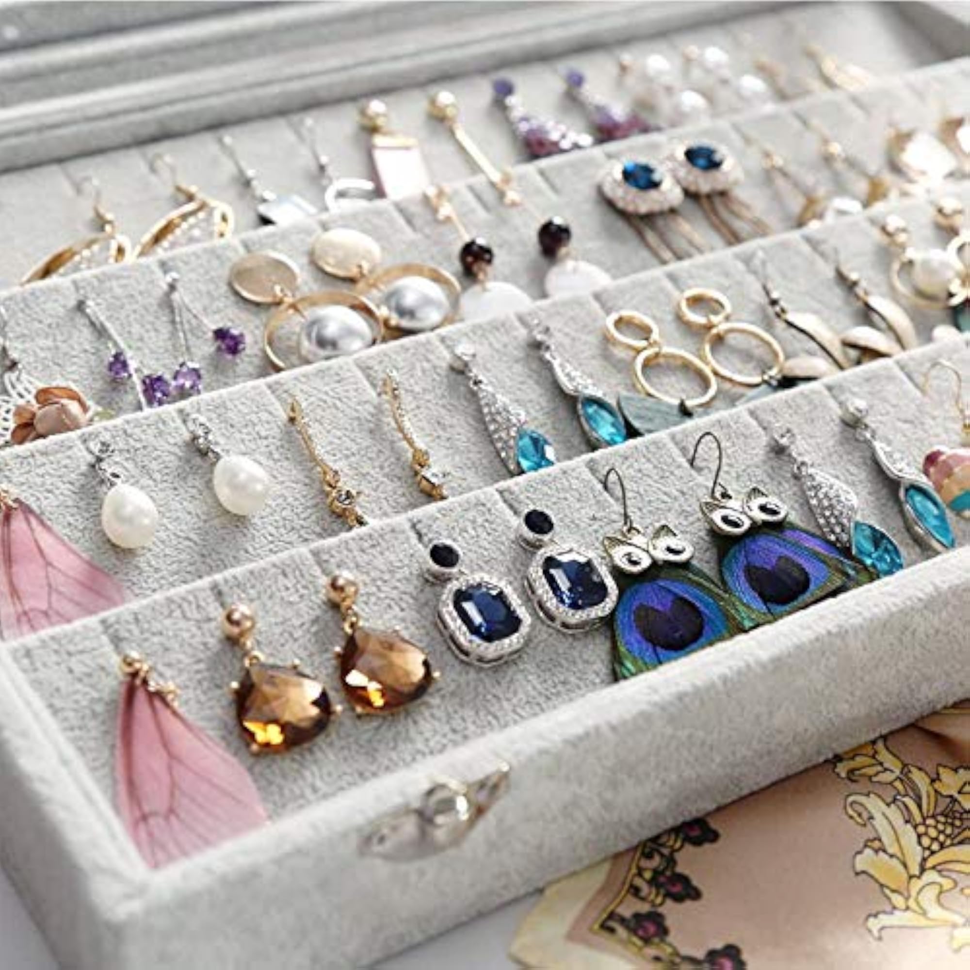 40 Pairs Earring Organiser Box with Glass Lid