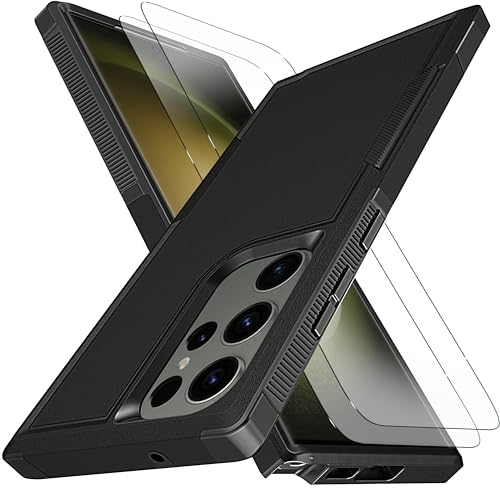 KaiMai for Samsung S23 Ultra Case, [10 FT Military Grade Drop Protection] [Non-Slip] [2 pcs TPE HD Screen Protector] Heavy Duty Full-Body Shockproof Case for Samsung Galaxy S23 Ultra 5G 6.8“-Black