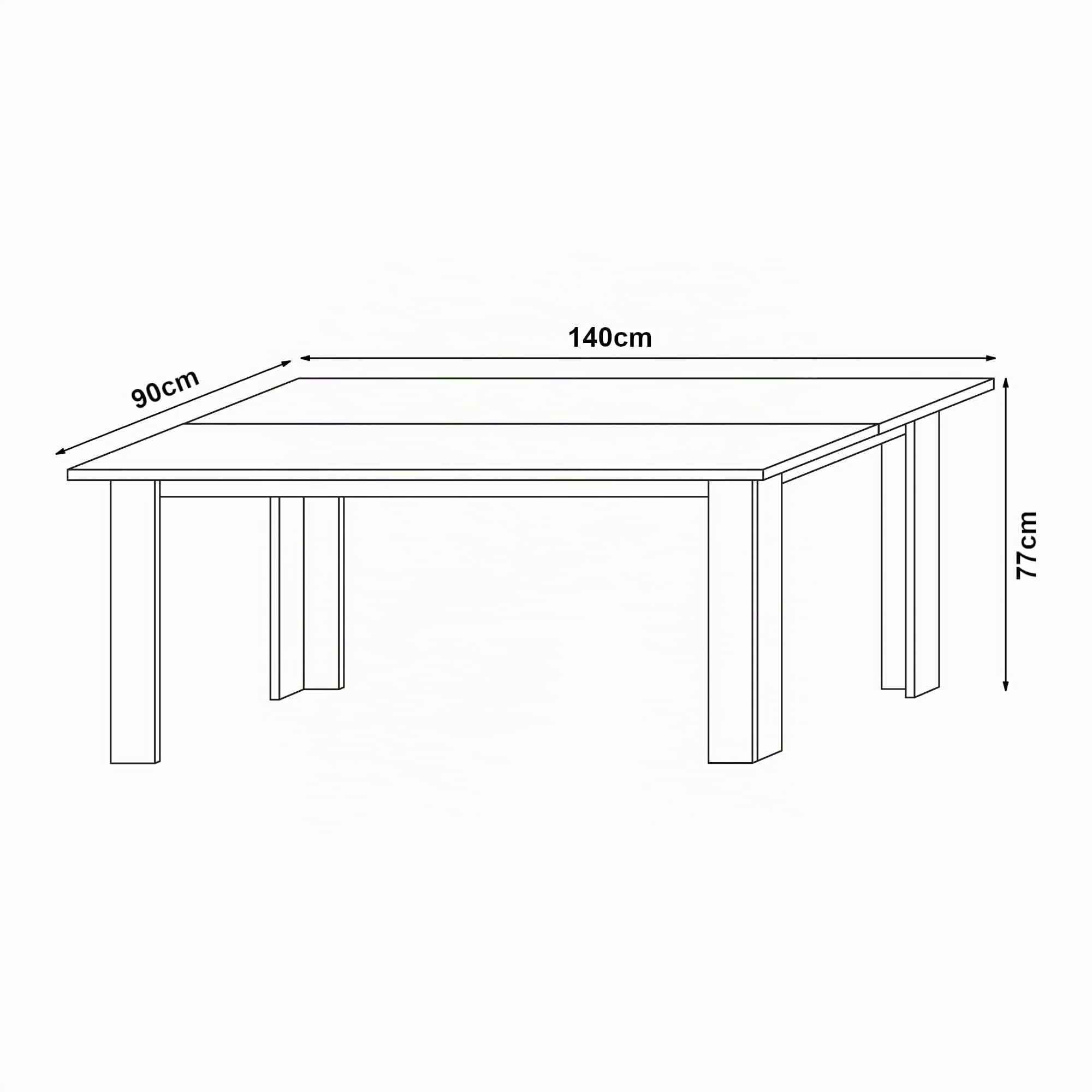[en.casa] Tavolo da Pranzo con Piano Rettangolare 140 x 90cm Tavolo da Cucina Fino a 6 Posti Postazione di Lavoro Studio - Effetto Rovere Chiaro