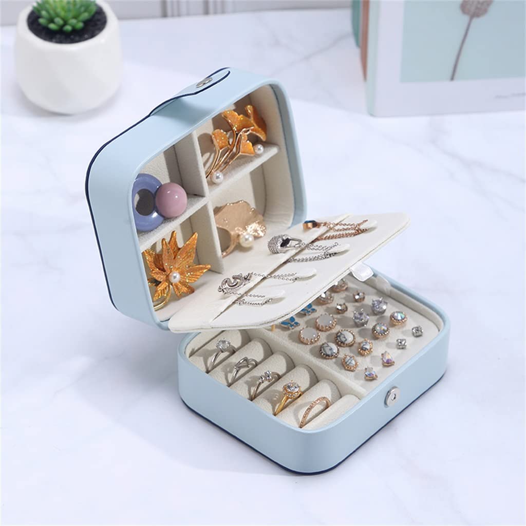 Joyero pequeño y práctico para guardar anillos, pendientes, joyero, viajes, joyero portátil (D 12 x 10 x 6 cm) (D 12 x 10 x 6 cm)