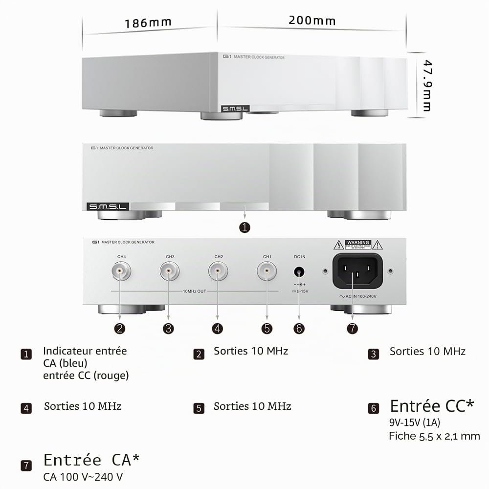 SMSL G1 First Horloge principale externe 10 MHz Oscillateur à cristal numérique précis Lecteur multi-canaux pour lecteur CD/lecteur multimédia/DAC, température constante indépendante, pour systèmes