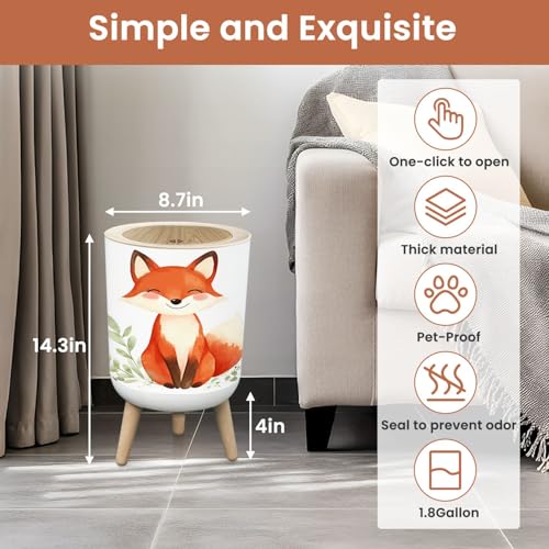 Caneca de basura pequeña con tapa 1.8 gal redonda para baño y oficina miniatura 2
