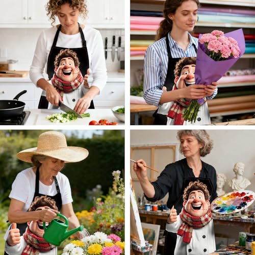 Image of Nuxovilar Cute Cooking Kitchen Apron, 26.77 * 30.7 Inches, Essential for Kitchen Cooking, Baking, Festive Gatherings