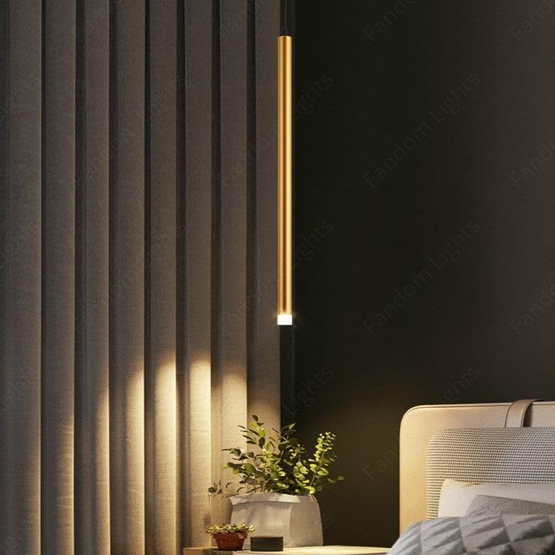 Image of Modern Raindrop-Style LED Pendant Light|Sleek Tube Hanging Lamp with 3 Light Modes|Perfect for Dining, Lounge, Kitchen & Living Room|French-Gold Finish