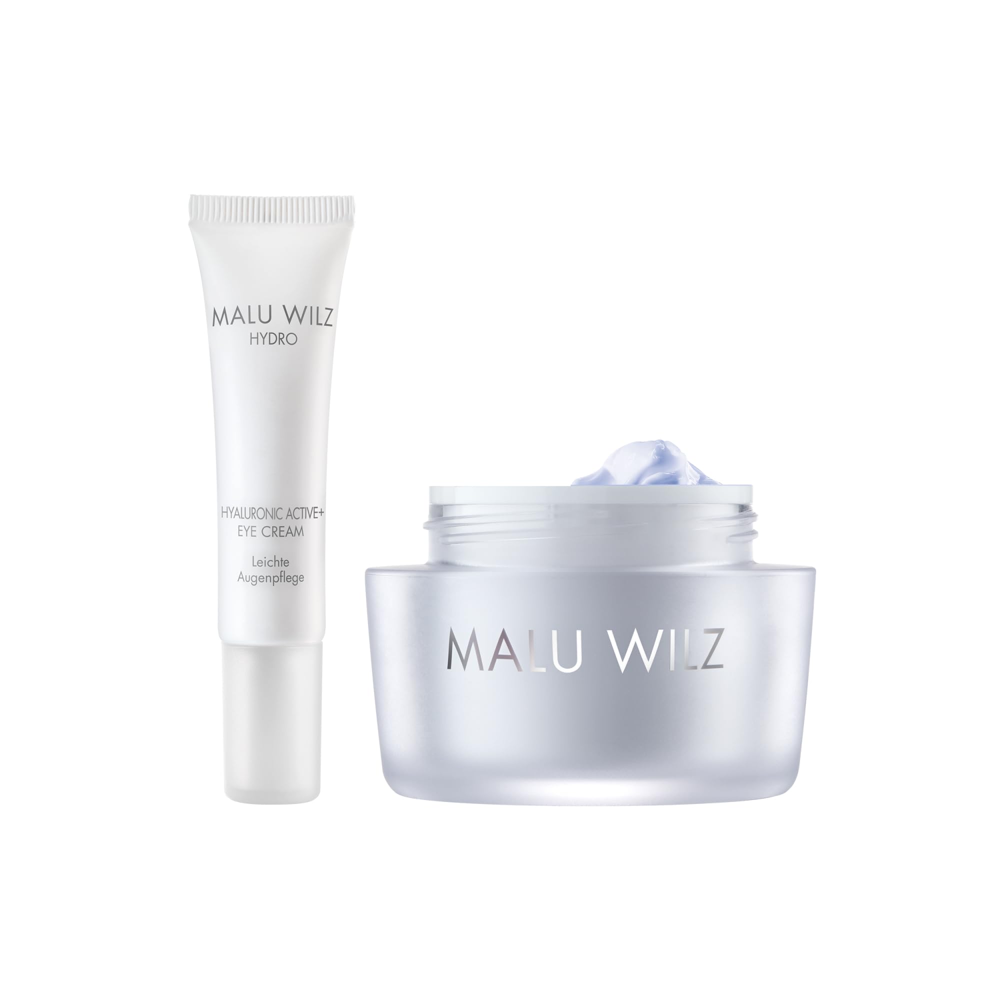 Malu Wilz Bundle Hyaluronic Active + Cream Soft 50ml + Eye Cream 15ml I Erfrischende Skincare Gesichtspflege-Creme & Augenpflege-Serum mit Hyaluron