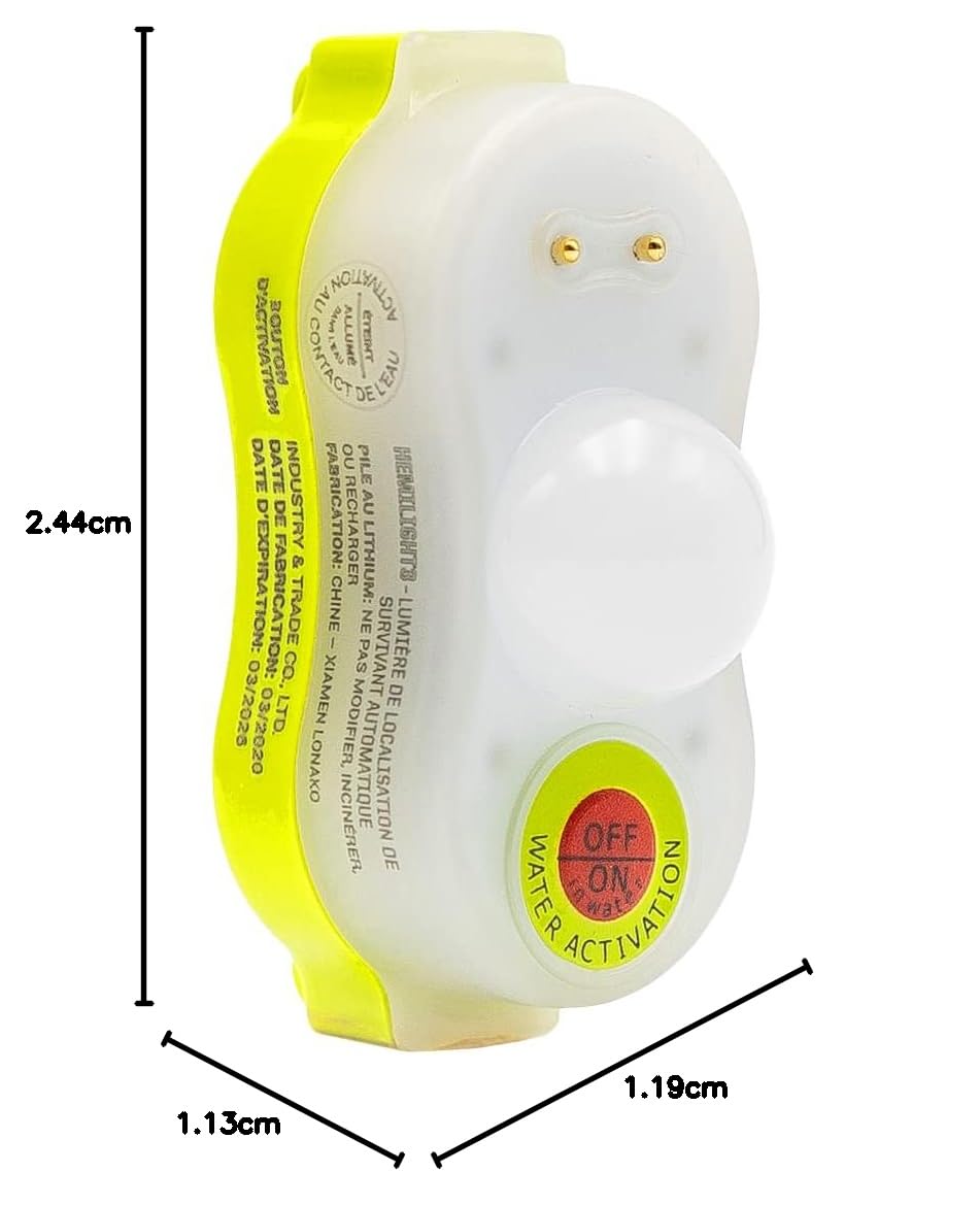 ACR C-Strobe H2O luce LED di emergenza per giubbotto di salvataggio con clip, attivazione automatica in acqua, USCG/SOLAS, richiede batterie AA.