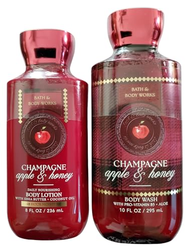 Bath & Body Works Womens Champagne Apple & Honey Body Lotion and Body Gel Wash 2 Piece Set